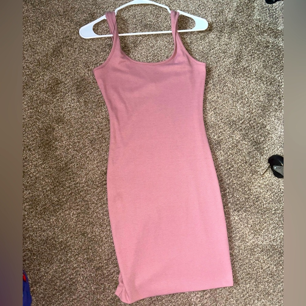 Pink midi casual dress
